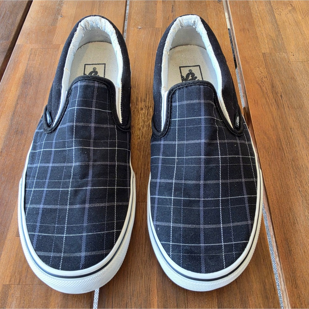 Vans Classic Slip-On Black and White Plaid Men's 9.5 Skater Streetwear Fall